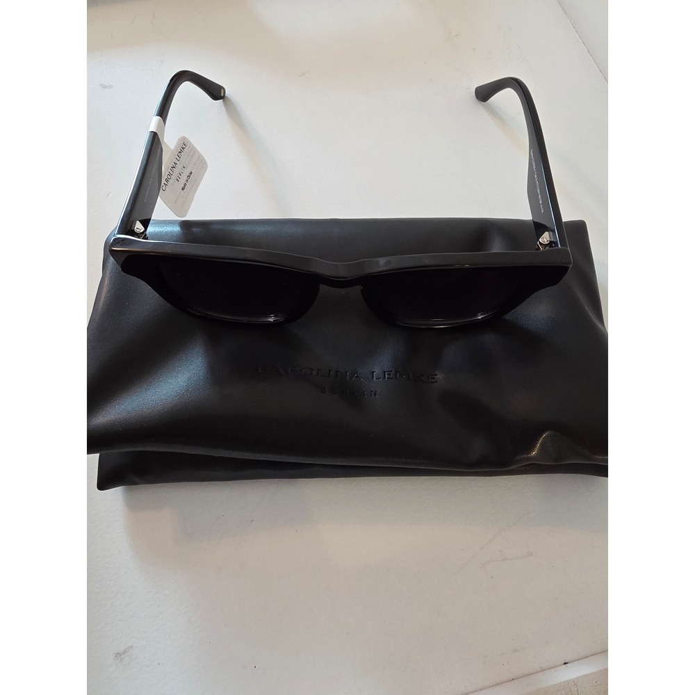 Carolina Lemke Berlin Black Rectangular Sunglasses CL9326-1 Gradient Lens